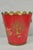 Mid 20th Century Italian Chinoiserie Hand Painted Oriental Red Tole Metal Wastebasket Trashcan For Sale - Image 16 of 18
