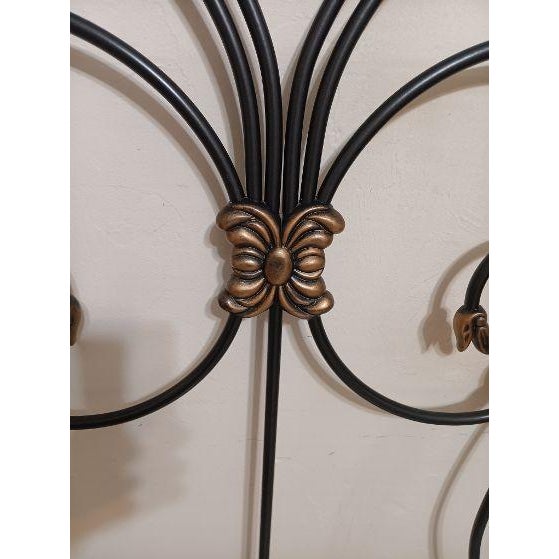 1980s King Size Metal Headboard Black and Copper Enameled Finish For Sale - Image 5 of 7