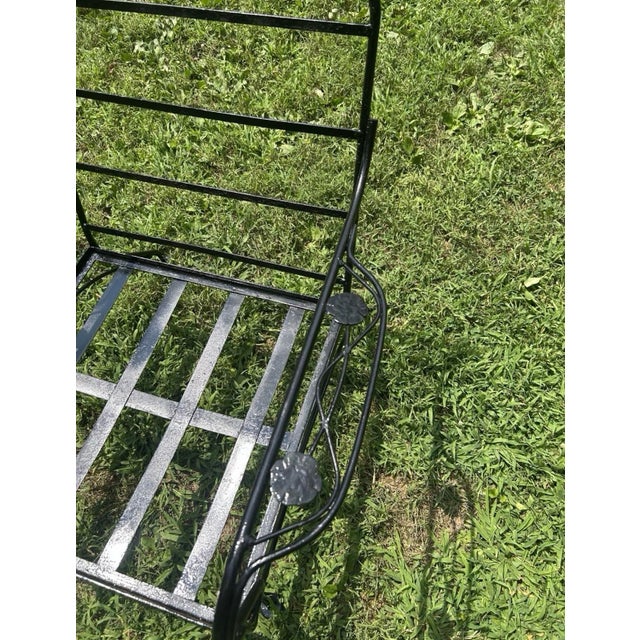 Beautiful Vintage Wrought Iron MCM Conversation Set Glider, 2 Chairs & Table For Sale In Washington DC - Image 6 of 7