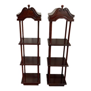 1970s Traditional Style 3 Tier Wooden Hanging Wall Shelves - a Pair For Sale