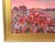 An impressionistic painting of a vintage red pickup truck parked in a wildflower field under a pink sky, set in an ornate,...