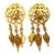Chanel Vintage Gold Plated Round CC Filigree Spear Dangle Clip on Earrings, A Pair For Sale
