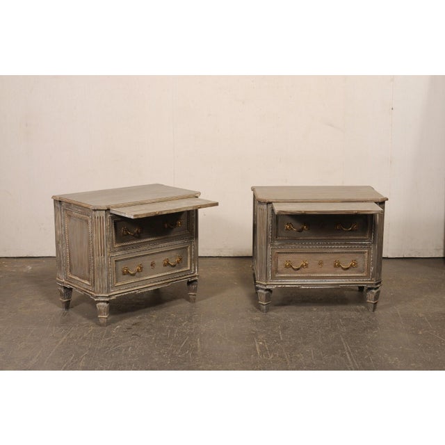 Vintage French Neoclassical Inspired Wood Nightstands With Shelf - A Pair For Sale - Image 4 of 12