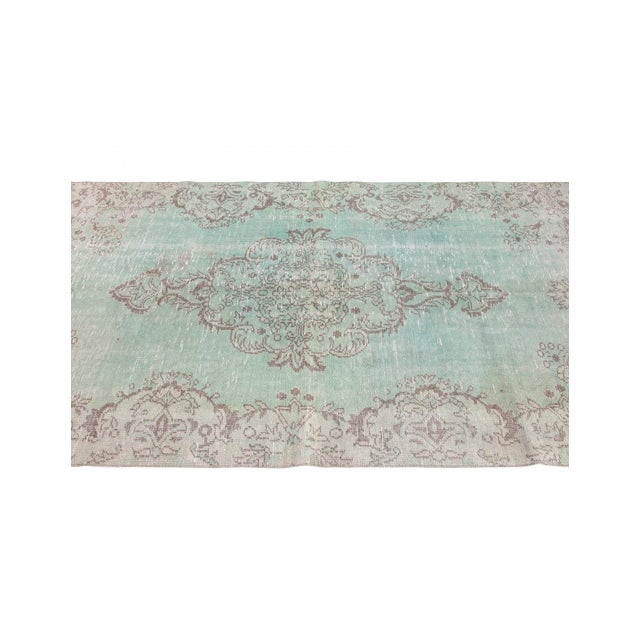 Green Vintage Turkish Oushak Rug - 4`7" X 7`9" For Sale In Los Angeles - Image 6 of 6
