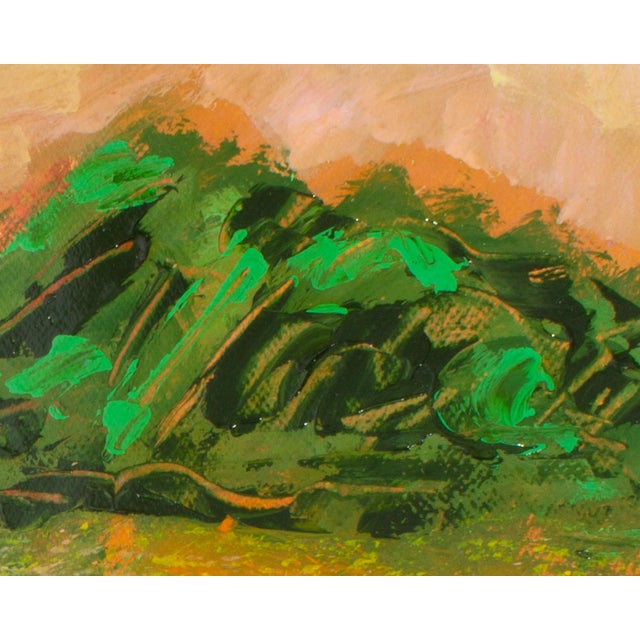 1980s Signed 1980s “E” Abstract Acrylic Landscape Diptych by Harry Hilson For Sale - Image 5 of 9