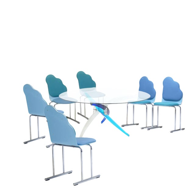 Late 20th Century Yrjö Kukkapuro Cloud Chair Set of 6, Sky Blue and Teal, Avarte Finland, 1984 For Sale - Image 5 of 16