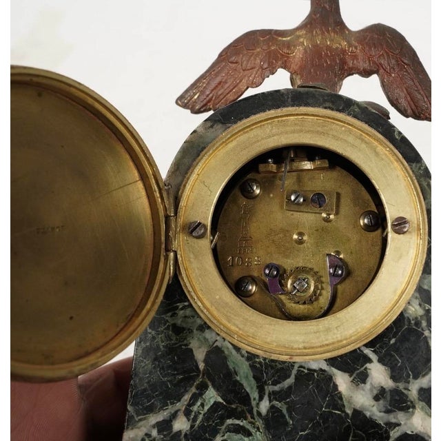 Traditional Antique Empire Gilt Bronze and Marble Desk Clock For Sale - Image 3 of 3