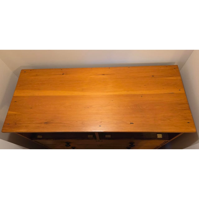 Antique English Pine Dresser With Painted French Line Motif and Marble Top For Sale - Image 11 of 11