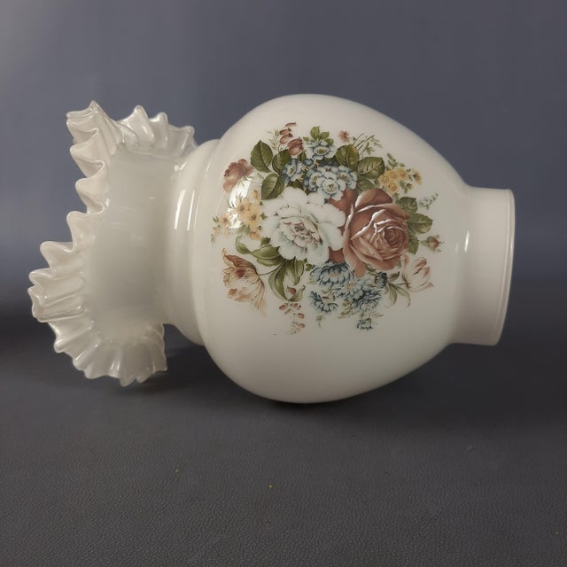 Large Brass Glass Table Lamp with Floral Motifs, 1960s For Sale - Image 11 of 18