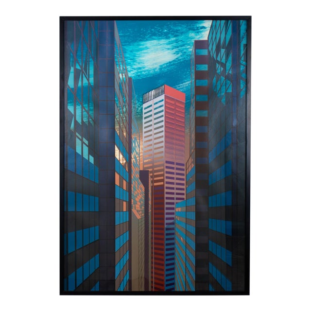 1985 Limited Edition Modern Abstract Cityscape Serigraph Title Steel Mosaic #175/450 by Don Munz For Sale