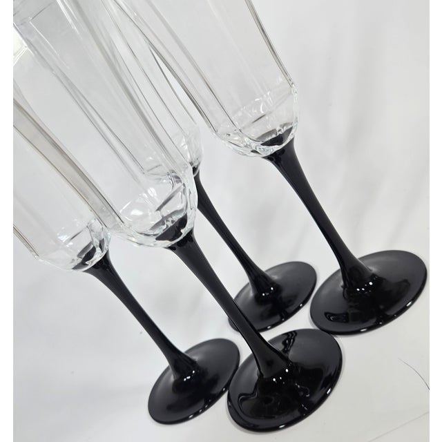 Late 20th Century 80s Glam Goth Champagne Flutes- Set of Four For Sale - Image 5 of 12