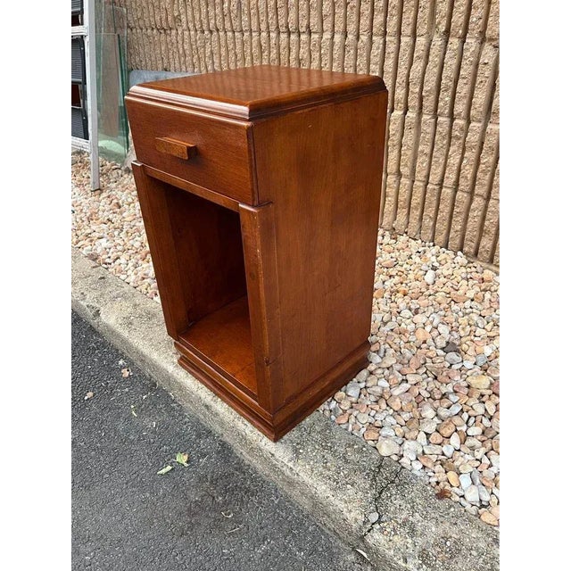 Wood Art Decor Style Mahogany Burled Wood Open Space Bedside Table or Side Cabinet. For Sale - Image 7 of 11