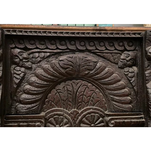 Chocolate 1600s Gothic Hand Carved Oak Wood Cabinet Door Architectural Element For Sale - Image 8 of 8