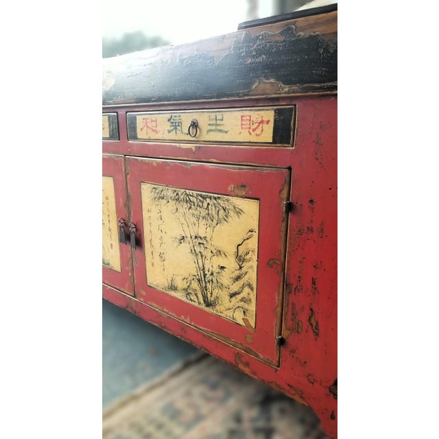 Unique Antique Chinese Sideboard With Distressed Character - Chinoiserie Design For Sale - Image 11 of 14