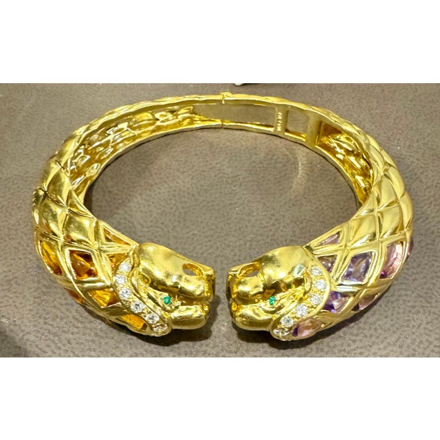 Diamond & Amethyst, Citrine Cuff Bangle 18 Kt Gold 57 Gm By Robert Wander Winc For Sale In New York - Image 6 of 18