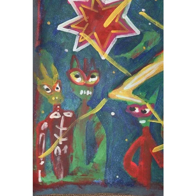 Contemporary 1999 “La Lampara Del Cuerpo” Neo Expressionist Folk Art Painting on Mixed Media by Julie Hermoso For Sale - Image 3 of 10