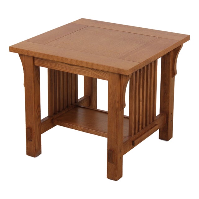 Arts & Crafts Mission Style Oak 2 Tier End Table For Sale