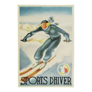 1987 Georges Arou Sports d'Hiver (1931) Lithograph Poster Reissue
