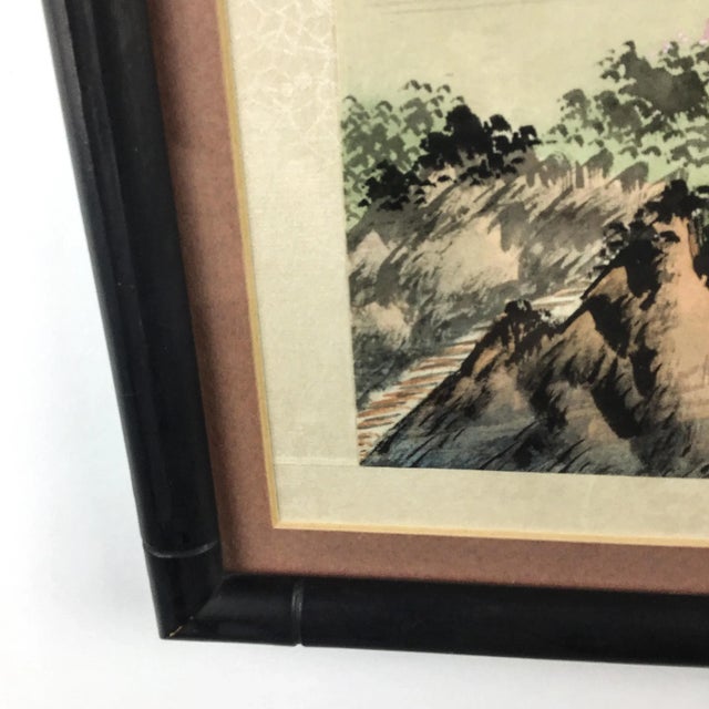 Framed Original Watercolor Paintings Asian Landscapes a Pair For Sale - Image 9 of 12