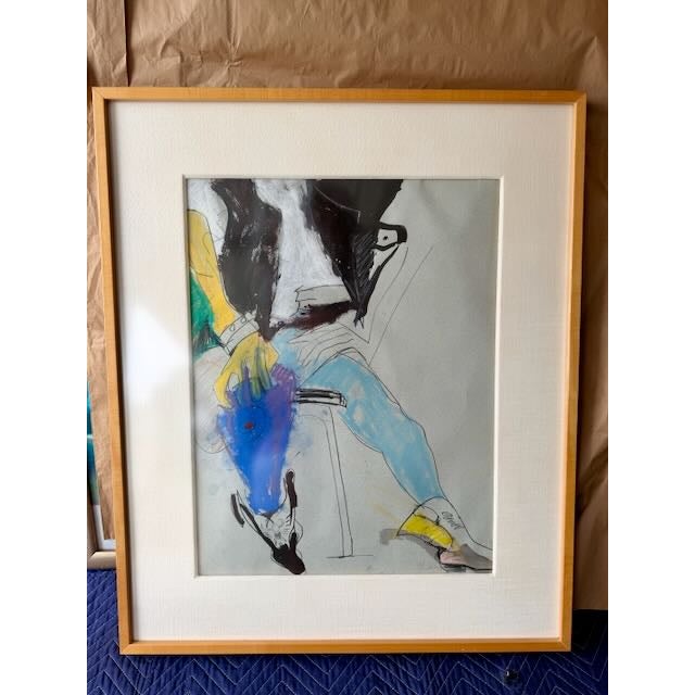 Discover a captivating piece of contemporary art with this signed and dated (1984) mixed media drawing. Featuring a bold...