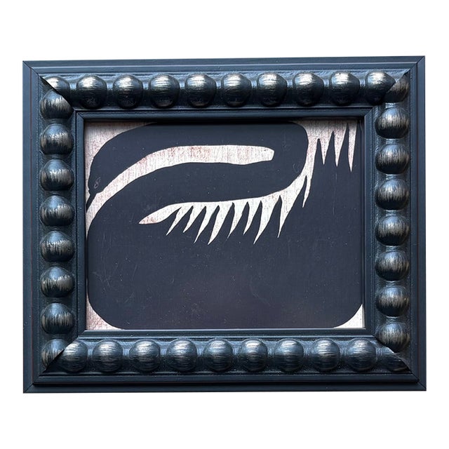 Small Contemporary Black Swan Giclee Print in Architectural Frame For Sale