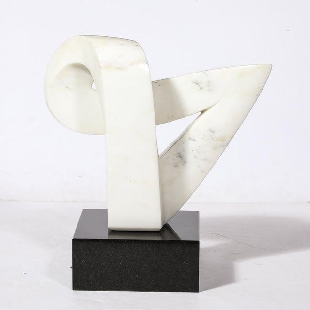 White Mid-Century Modern Carrara Marble Abstract Sculpture For Sale - Image 8 of 11
