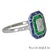 Art Deco Gia - 18k (750) Emerald Shape Natural Round VVS Diamond Sapphire Emerald Ring, Size 7 For Sale - Image 3 of 12