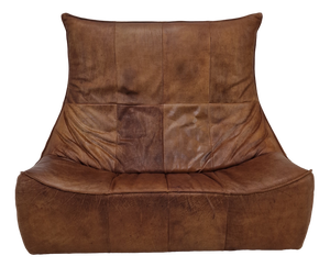 The Rock Sofa in Brown Leather by Gerard Van Den Berg, 1970s