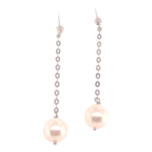 Fine Quality Japanese Akoya Pearl Earrings set in14k Gold 8.44 mm Certified For Sale