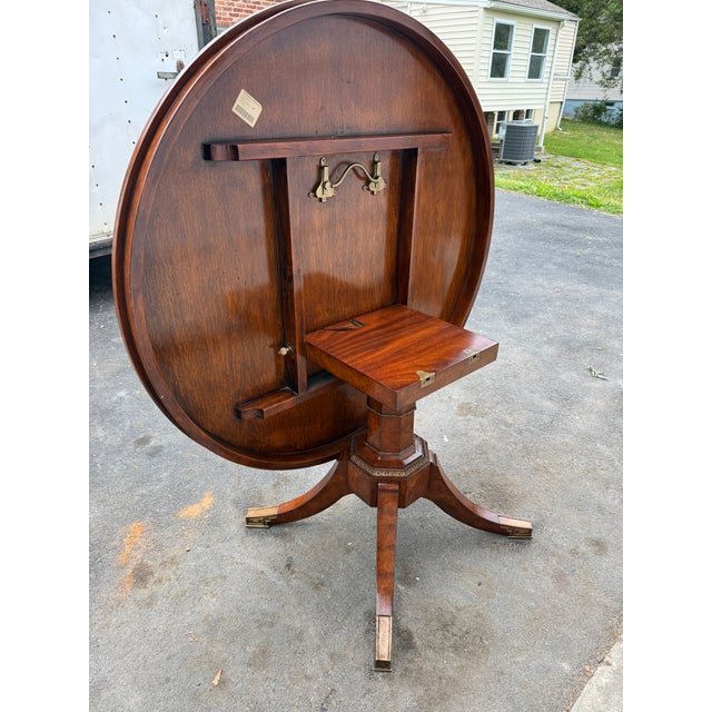 Late 20th Century Vintage George III Style Brass Marquetry Burlwood Breakfast Table For Sale - Image 17 of 17
