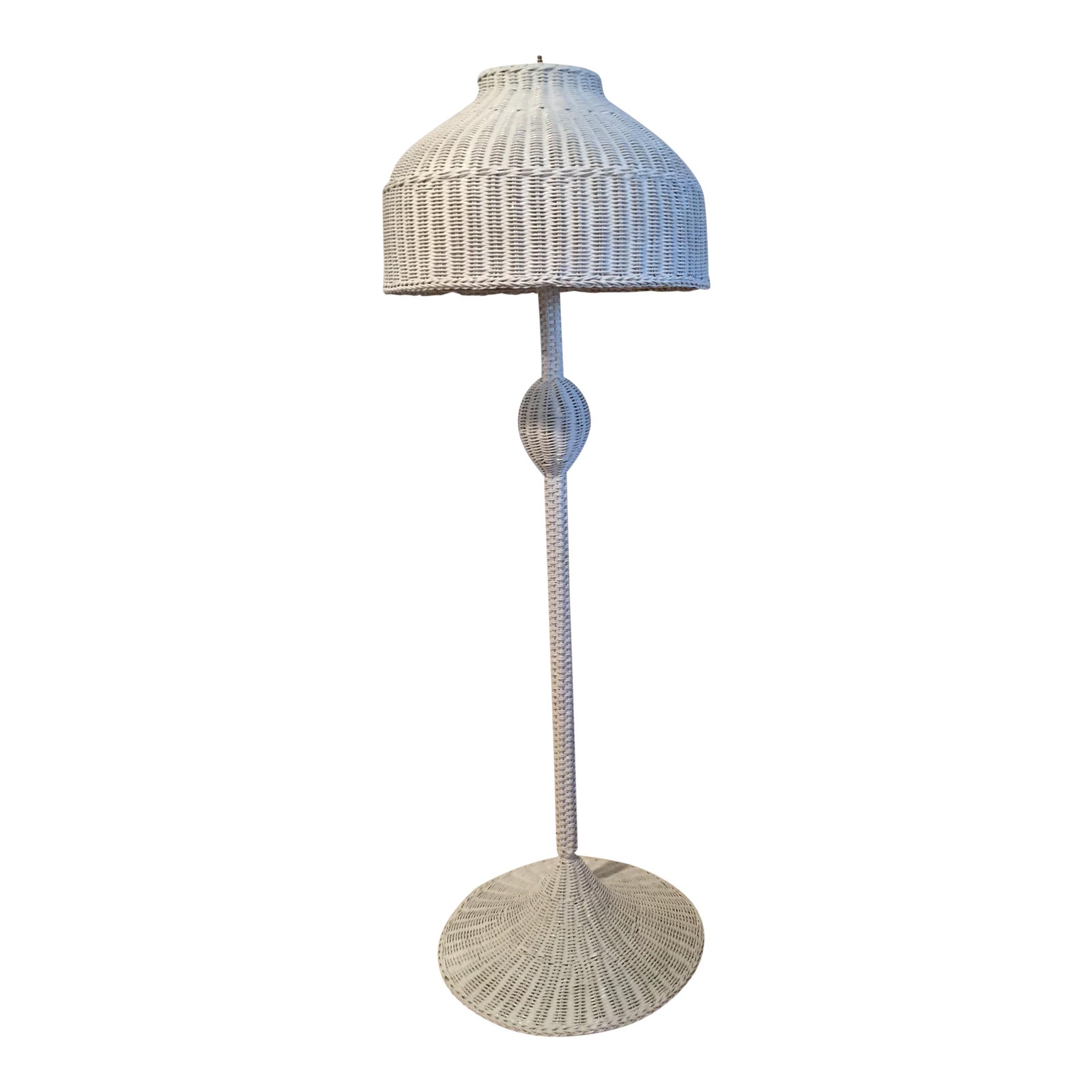Vintage White Wicker Floor Lamp and Shade Chairish