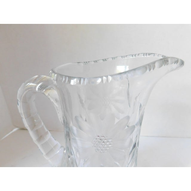 Heavy Brilliant Cut Crystal Vintage Pitcher, Floral & Leaf Design, Water, Wine, Cocktails, Drinks For Sale - Image 10 of 11