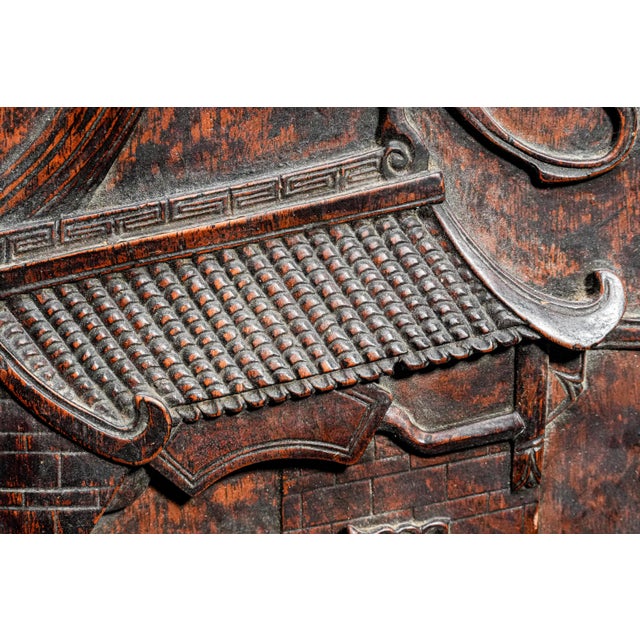 19th Century Incredible Large Antique Carved Wood Chinese Asian Table Screen Home Decor Chinoiserie For Sale - Image 5 of 17