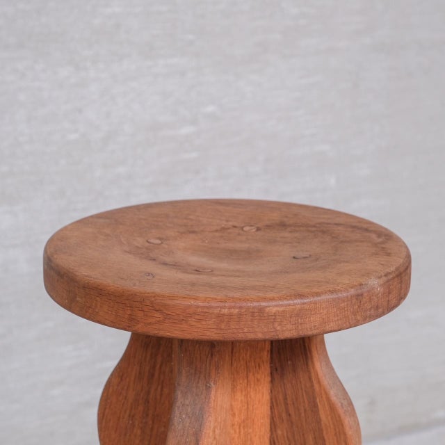 1970s Mid-Century Brutalist Oak Bar Stools, Belgium, 1970s, Set of 5 For Sale - Image 5 of 10