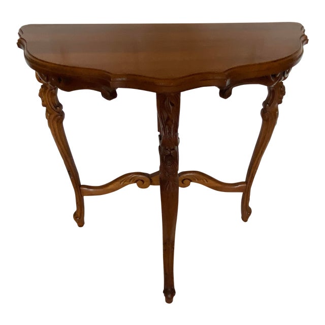 Vintage Wood Carved Half Moon Table Chairish