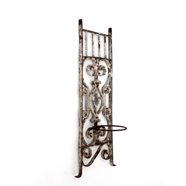 Mid 20th Century Vintage Spanish Revival Wrought Iron Wall Planter Sconce For Sale - Image 5 of 16