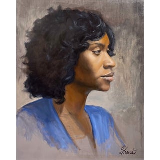 Untitled by Shana Levenson | Oil on panel Portrait of a woman with curly hair in profile. For Sale