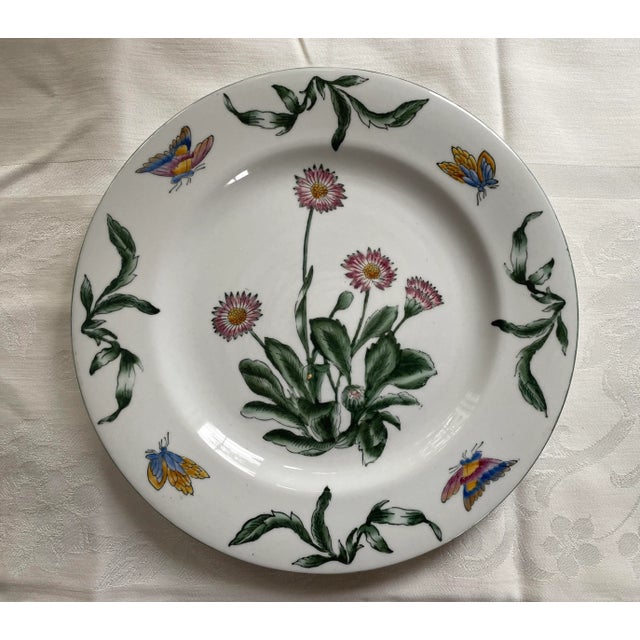 Set of 2 Beautiful Decorative Oriental Accent Floral Plates. One features raised paintings of purple violets with...