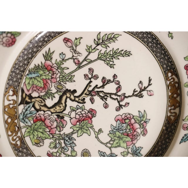 Pair of 19th C. Antique Minton Chinoiserie Ironstone "Indian Tree" Soup Plates For Sale - Image 6 of 14