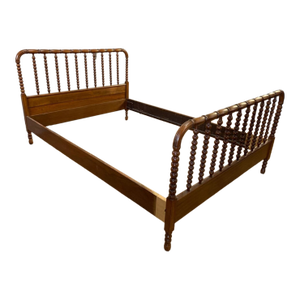 Antique Jenny Lind Spool Bobbin Full Bed Frame Brown Headboard