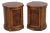 Pair Henredon Round Walnut Living Room Lamp End Tables For Sale