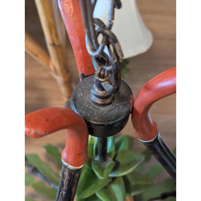 Metal Vintage British Colonial Pineapple & Faux Bamboo Chandelier — Artist-Repainted by Anne Yates Burst, Indies Landing, Winter Park Fl For Sale - Image 7 of 16