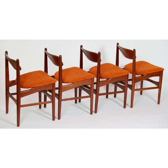 Arne Hovmand-Olsen Rare Arne Hovmand Olsen Newly Upholster Dining Chairs Set of 4 For Sale - Image 4 of 18