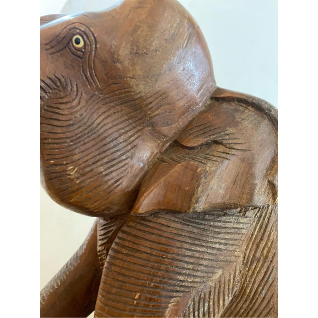 Vintage Teak Wood Hand Carved Elephant Bookends - a Pair For Sale - Image 4 of 10