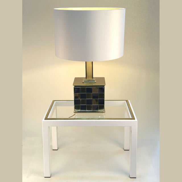 Hollywood Regency Checker Table Lamp in Brass and Chrome by Spadafora, 1970s For Sale - Image 3 of 9