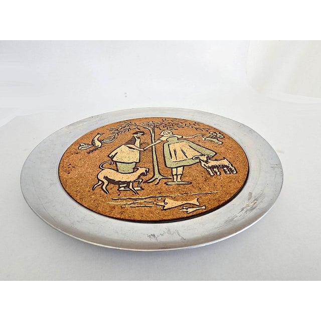 Mid-Century Modern Vintage Bar Tray With Hand Painted Scandinavian Design For Sale - Image 3 of 11