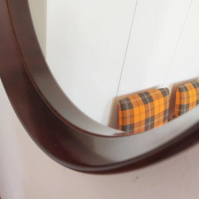 Vintage Scandinavian Round Teak Mirror, 1961 For Sale - Image 4 of 9