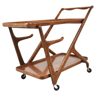 Vintage Italian Serving Trolley attributed to Cesare Lacca, 1950s For Sale