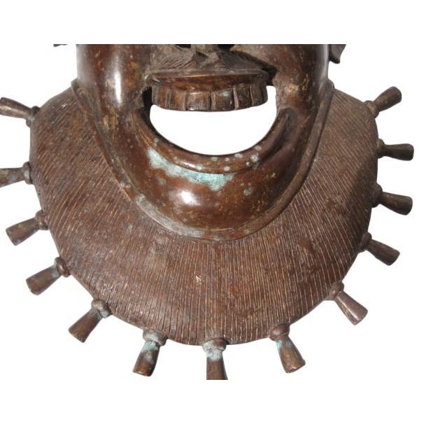 Bronze Ceremonial Mask From Grassfields Region of Cameroon For Sale - Image 4 of 6