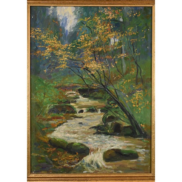 A. Markowicz, Stream in Forest, Early 20th Century, Oil on Canvas For Sale - Image 4 of 14